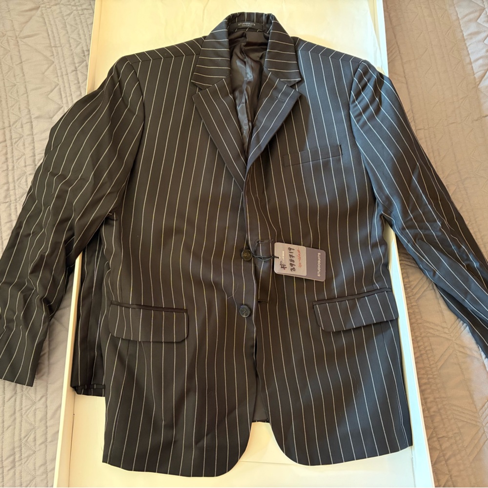 Men's Black Pinstripe Suit